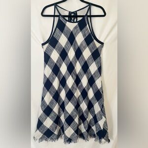 cloth & stone Navy and White Diamond-Check Sleeveless A-Line Dress